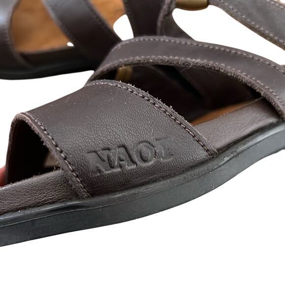 Naot Brown Leather Sandals 5 36 Flats Slides Shoes Israel - Picture 9 of 11